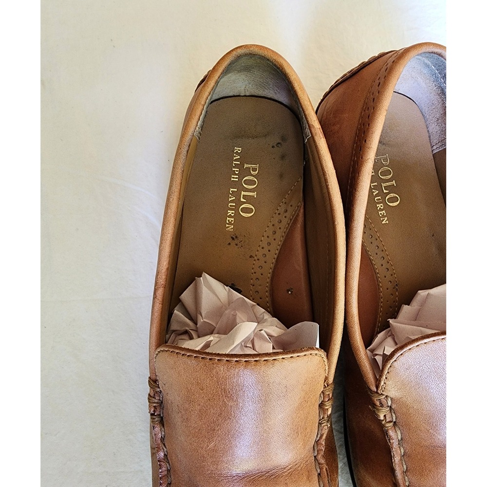 Polo Ralph Lauren US 10 Brown Leather Penny Loafers Quiet Luxury Prep School - Picture 7 of 9